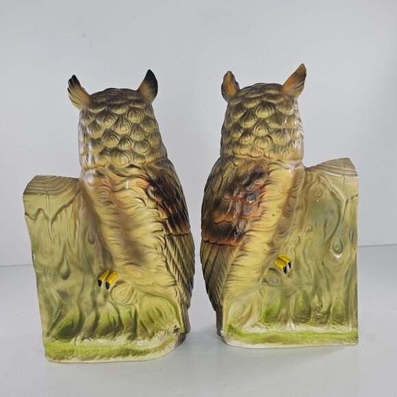Vintage Wales Japan Owl Ceramic Bookends Hand Painted Collectible Home Decor 8 I - Picture 5 of 11